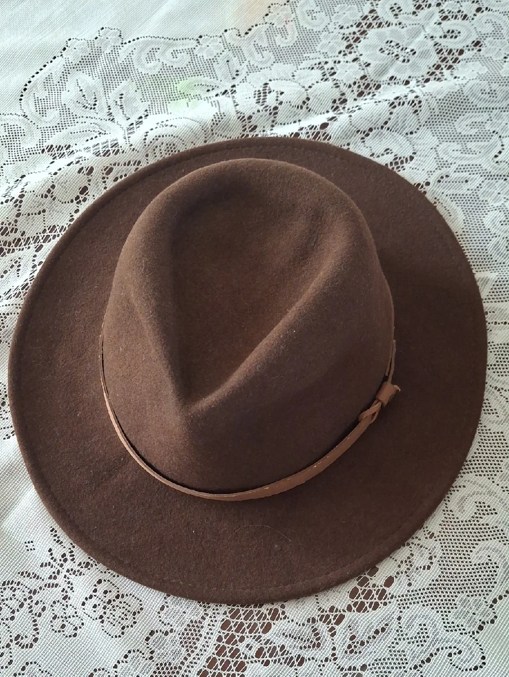 ​Dorfman Pacific Vintage 90s WOOL  Felt Fedora Hat Outback Wide Brim Brown S/M
